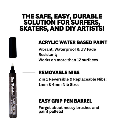 Black & White Acrylic Paint Pens - Size 4mm Bullet Nibs