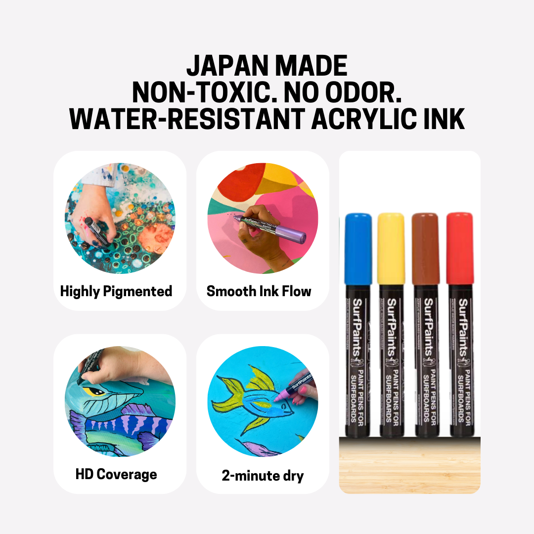 Surfpaints Full Range of Acrylic Paint Pens Size 4mm Bullet - Special Edition Art Collections Box