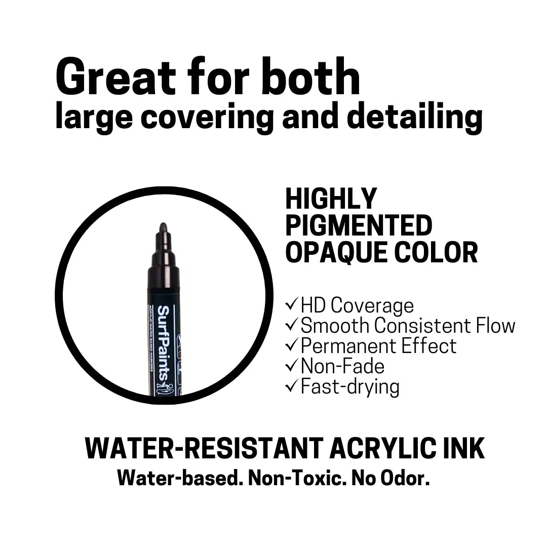 Pastel Acrylic Paint Pens - 4mm Durable Bullet Nibs for All Surfaces – Premium Japanese Quality Surfpaints