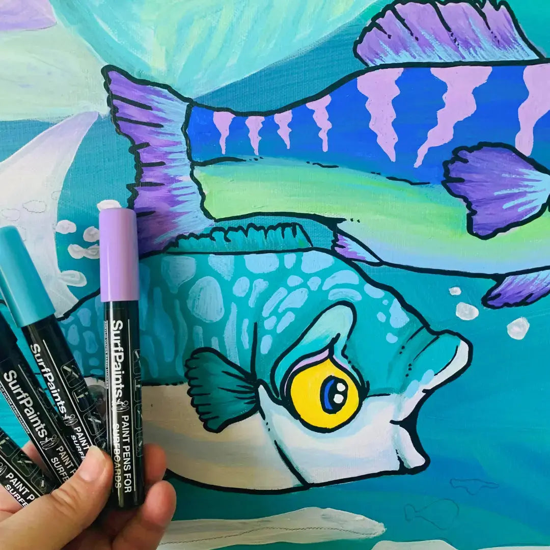 Primary Acrylic Paint Pens – 4mm Durable Bullet Nibs for All Surfaces – Premium Japanese Quality Surfpaints