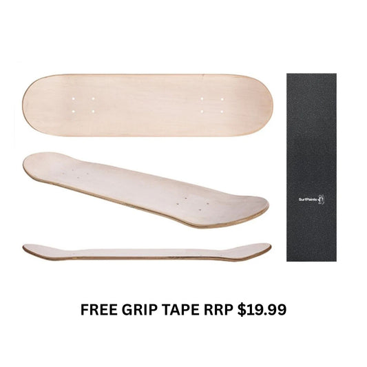 Premium Wooden Maple Skate Deck Ready for DIY Art Customisation (Bonus Grip Tape Included RRP $19.99)