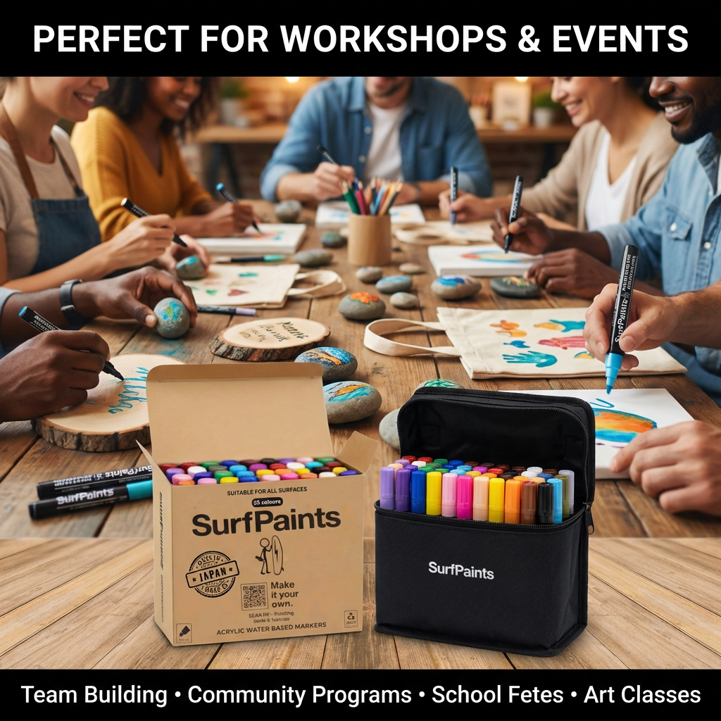 Surfpaints Complete Art Studio Kit. Full Acrylic Marker Range with Weatherproof Formula for All Surfaces