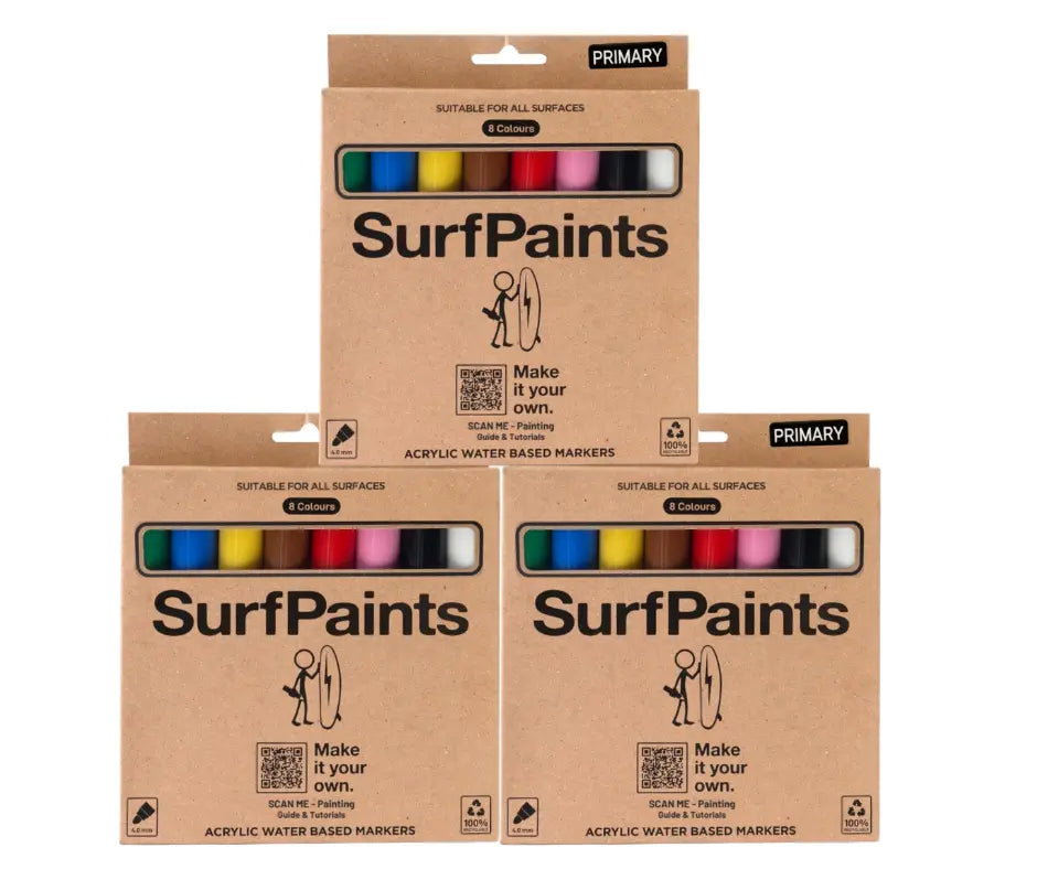 Primary Acrylic Paint Pens – 4mm Durable Bullet Nibs for All Surfaces – Premium Japanese Quality Surfpaints