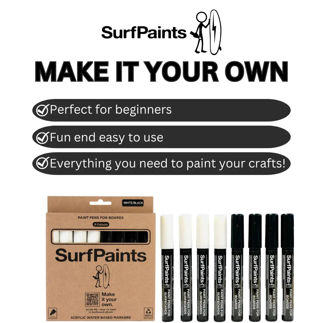 Black & White Acrylic Paint Pens - 4mm Durable Bullet Nibs for All Surfaces – Premium Japanese Quality Surfpaints