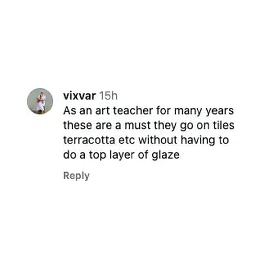 Customer comment from an art teacher about using Surfpaints pens on tiles and terracotta