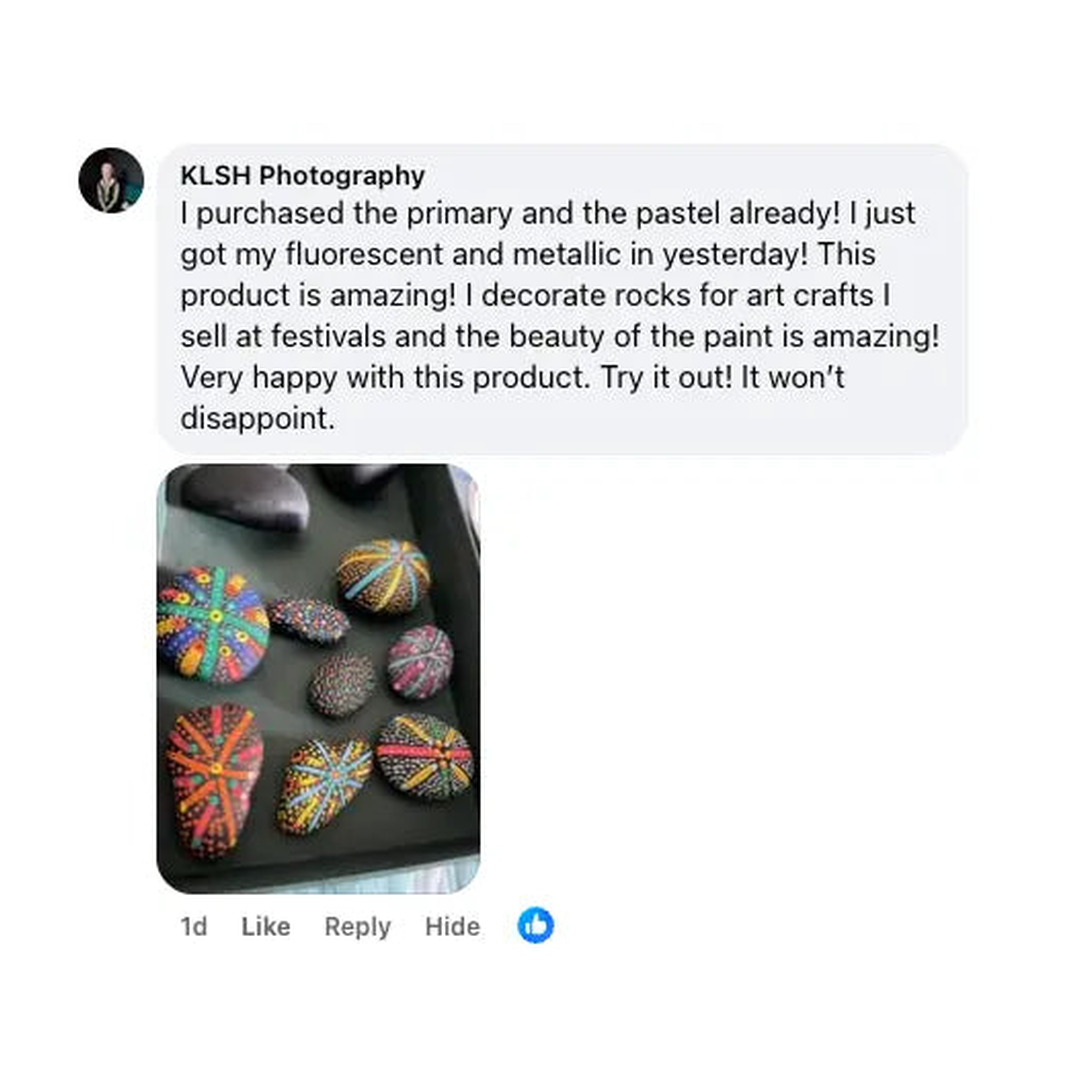 Customer photo of painted rocks made with Surfpaints acrylic paint pens