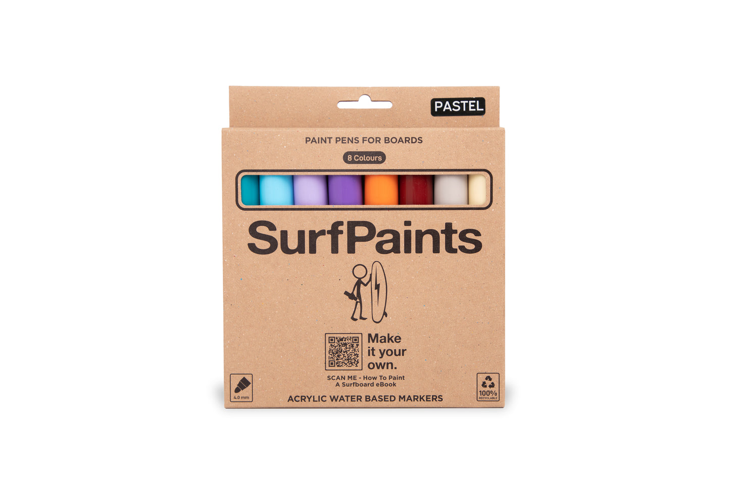 All-in-One Skateboard Art Kit: DIY Surface Prep, Paint & Customise - Includes Primary & Pastel Acrylic Sets