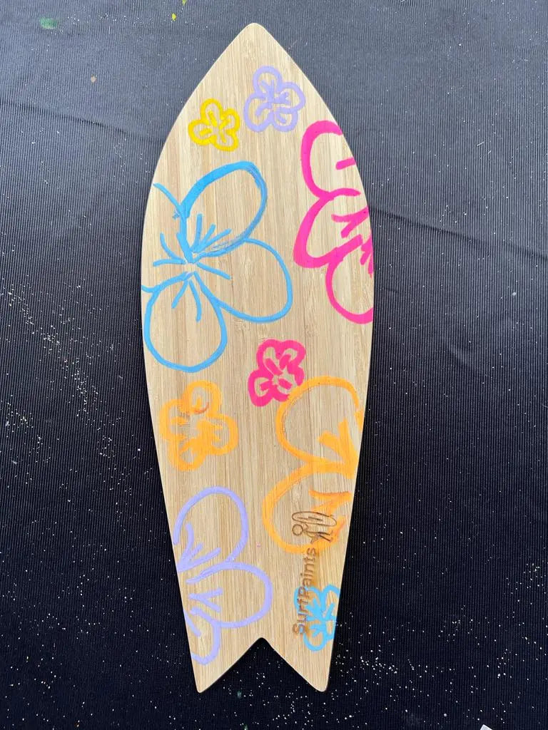 Bamboo Mini Surfboard For Art Decor - Pre Primed & Ready For Paint (30cm/12in)) Surfpaints