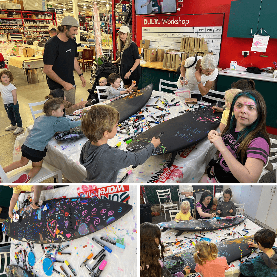 Check out our recent 'Paint a Recycled Surfboard' activation in the DIY section of Bunnings. Yes, you read that right, Bunnings!