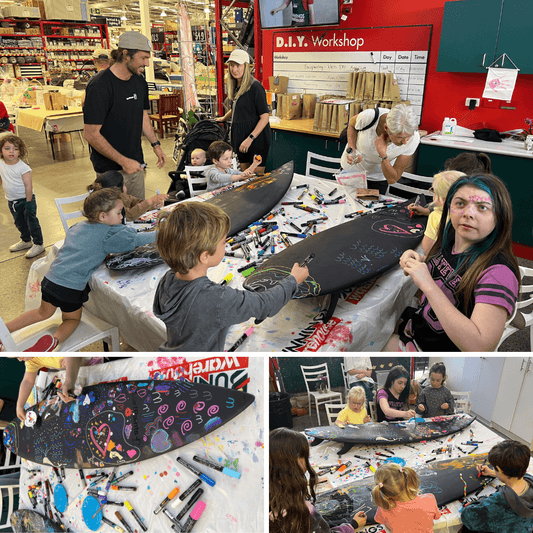 Check out our recent 'Paint a Recycled Surfboard' activation in the DIY section of Bunnings. Yes, you read that right, Bunnings!