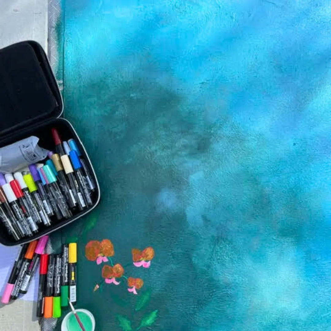 She traded keyboards for painting garden beds and cement pathways!