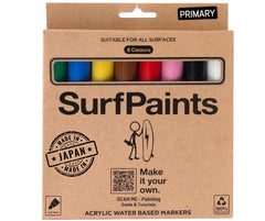 Primary Acrylic Paint Pens – 4mm Durable Bullet Nibs for All Surfaces – Premium Japanese Quality Surfpaints