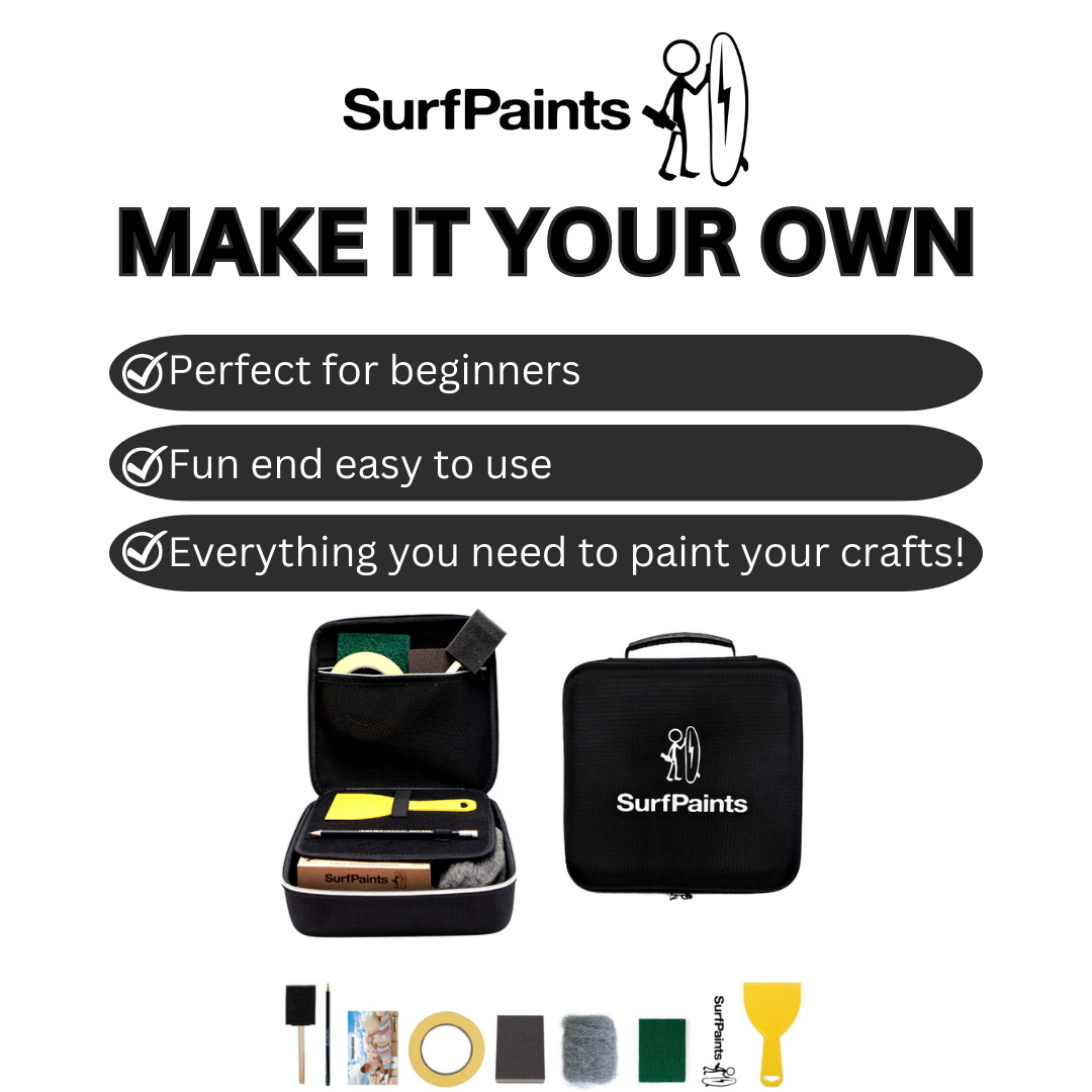 All-in-One Bamboo Surfboard Art Kit: DIY Surface Prep, Paint & Customise - Includes Primary & Pastel Acrylic Sets