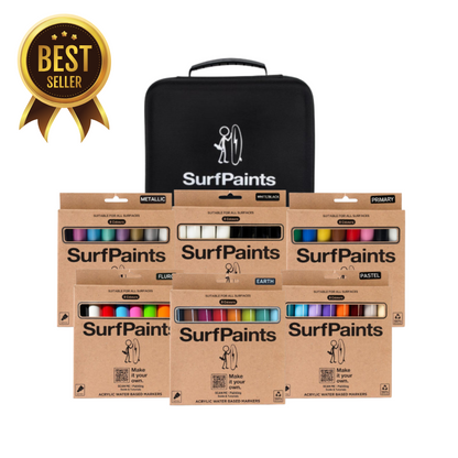 Surfpaints All In One DIY Starter Kit – 48 Japanese Acrylic Paint Pens + Storage Case & Painting Accessories