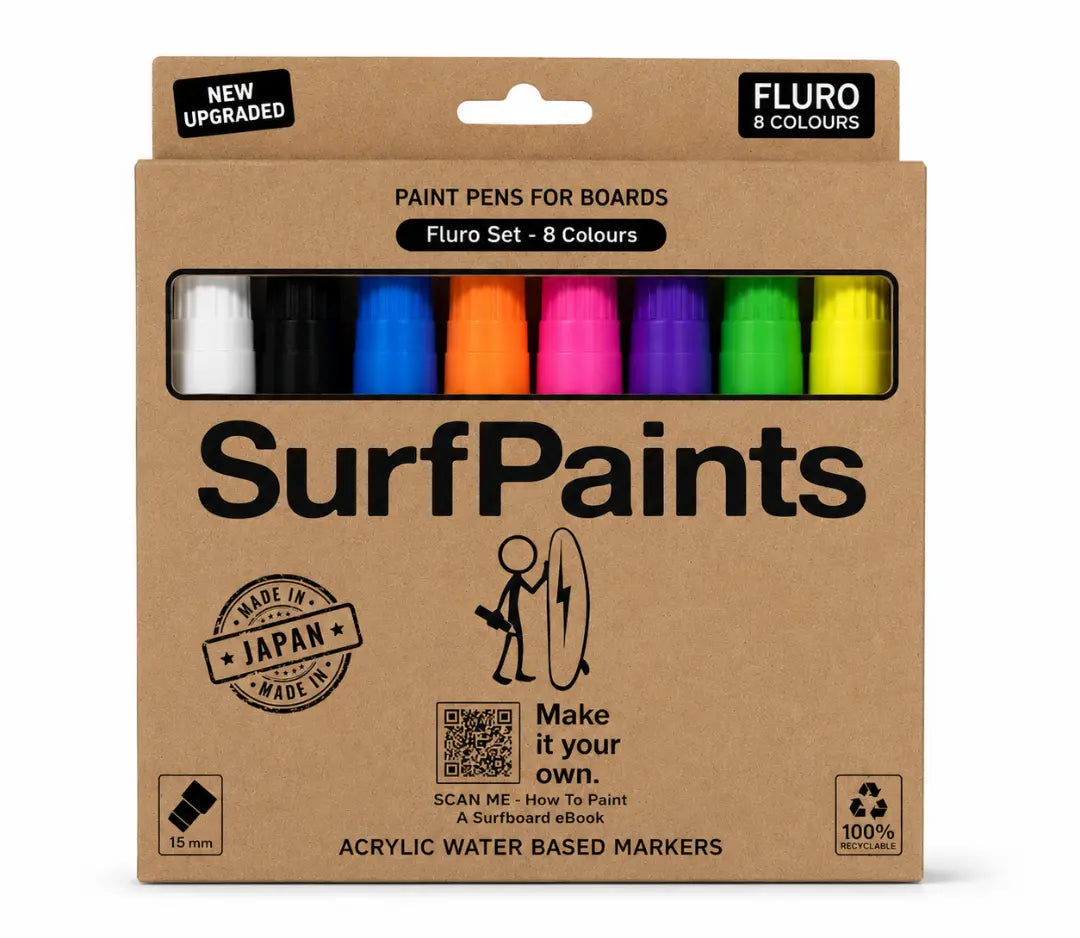 Fluro Acrylic Paint Pens - 15mm Jumbo Wide Nibs for All Surfaces – Premium Japanese Quality Surfpaints