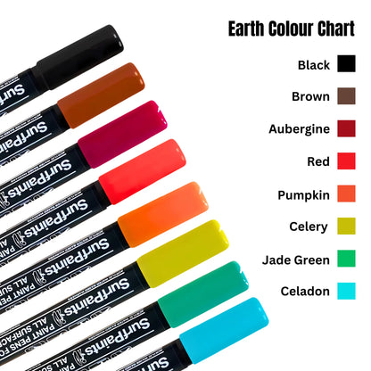 Earth Acrylic Paint Pens - 4mm Durable Bullet Nibs for All Surfaces – Premium Japanese Quality Surfpaints