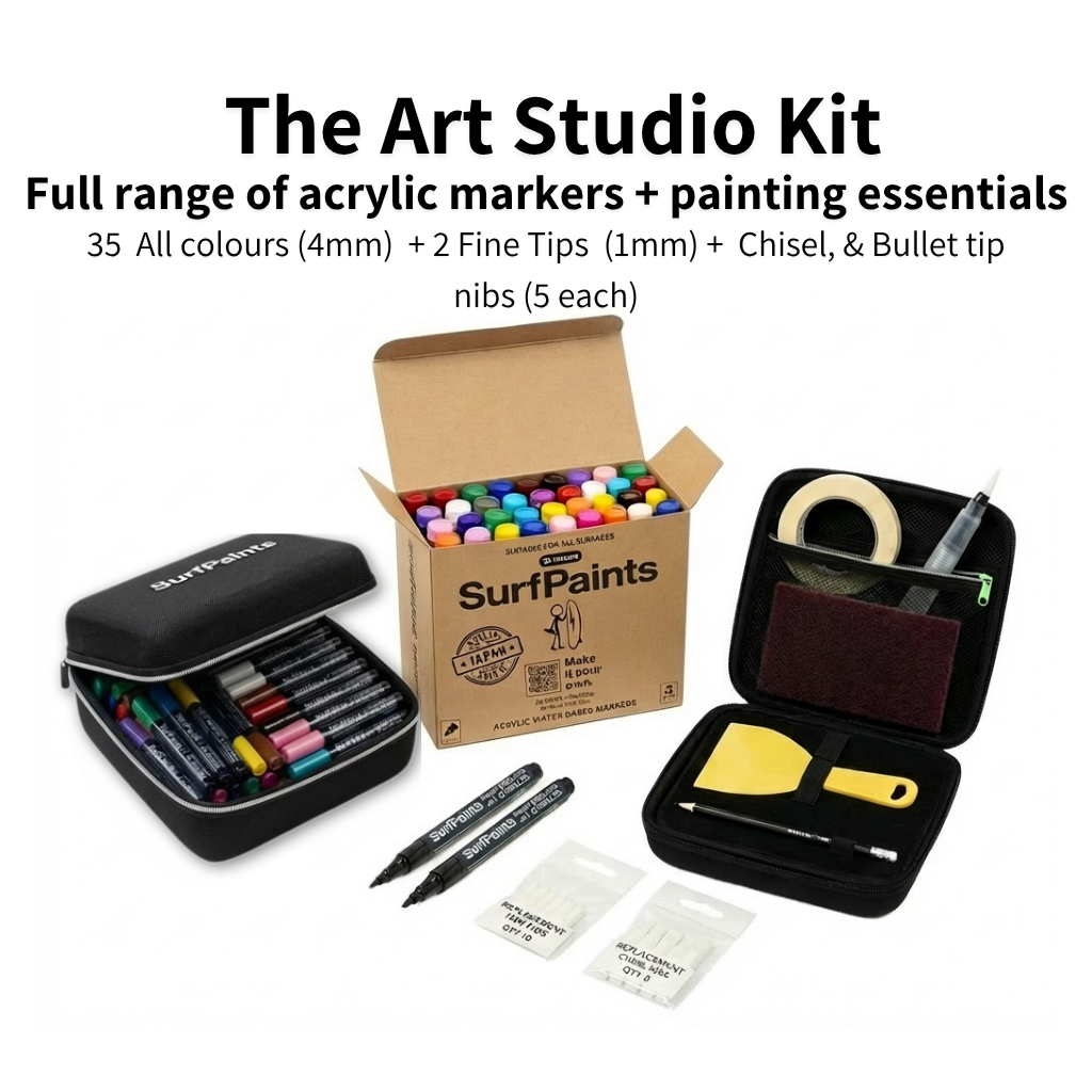 Surfpaints Complete Art Studio Kit. Full Acrylic Marker Range with Weatherproof Formula for All Surfaces Surfpaints
