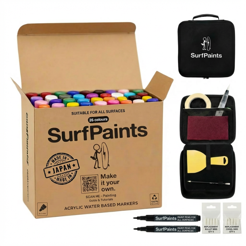 Surfpaints Complete Art Studio Kit. Full Acrylic Marker Range with Weatherproof Formula for All Surfaces