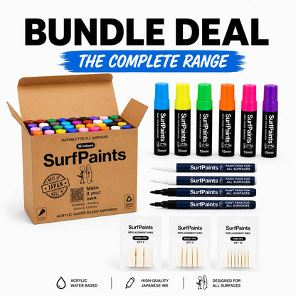 Surfpaints Complete Art Studio Kit. Full Acrylic Marker Range with Weatherproof Formula for All Surfaces Surfpaints