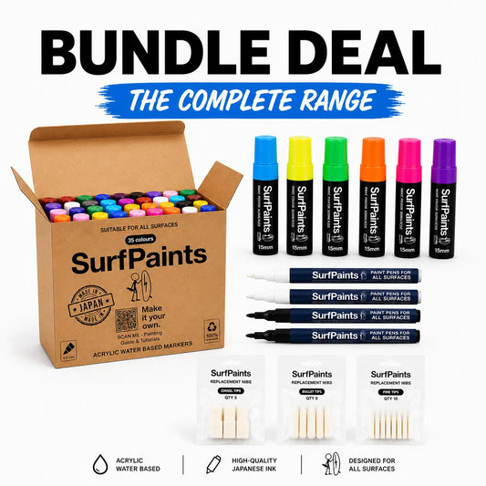 Surfpaints Complete Art Studio Kit. Full Acrylic Marker Range with Weatherproof Formula for All Surfaces Surfpaints