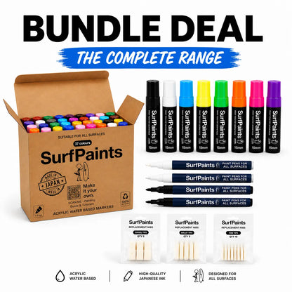 Surfpaints Complete Art Studio Kit. Full Acrylic Marker Range with Weatherproof Formula for All Surfaces Surfpaints