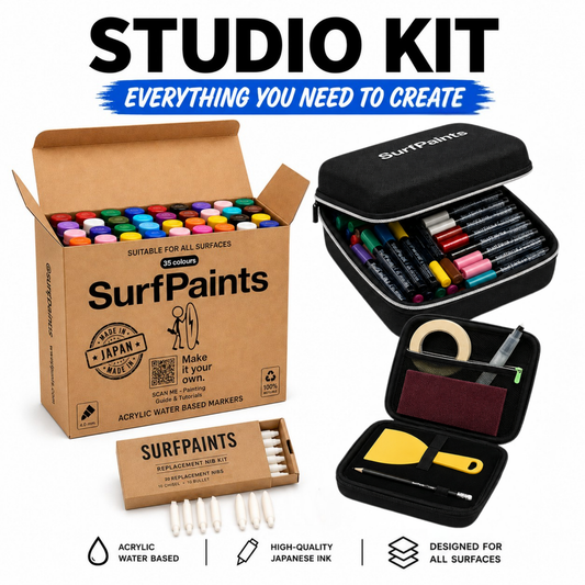 Surfpaints Complete Art Studio Kit. Full Acrylic Marker Range with Weatherproof Formula for All Surfaces