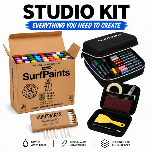 Surfpaints Complete Art Studio Kit. Full Acrylic Marker Range with Weatherproof Formula for All Surfaces