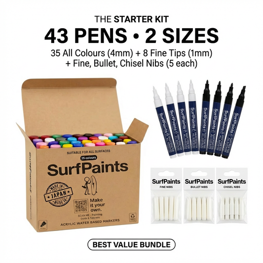 Surfpaints Complete Artist Set – Every Colour & Size in One Box - Artist Grade Weatherproof Formula for All Surfaces