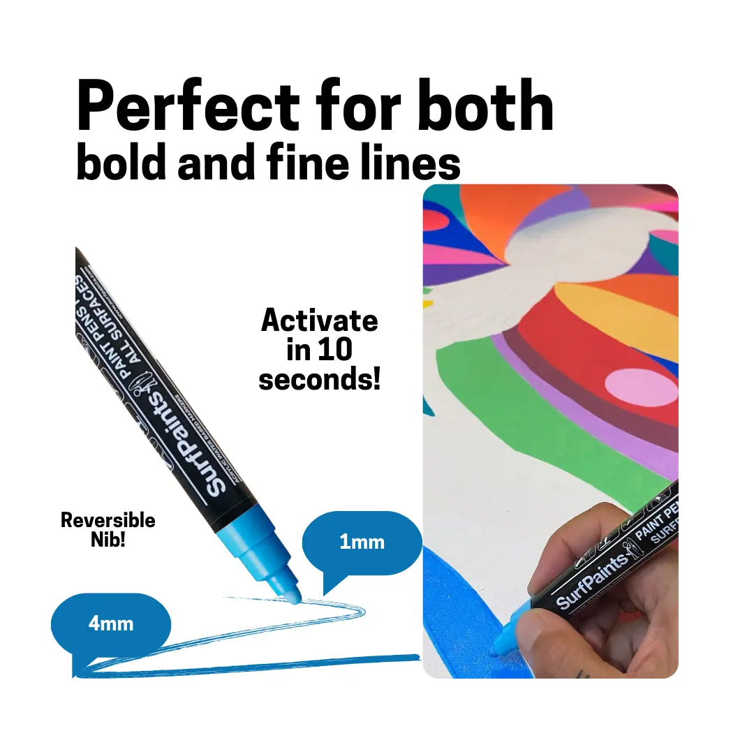 Pastel Acrylic Paint Pens - 4mm Durable Bullet Nibs for All Surfaces – Premium Japanese Quality Surfpaints