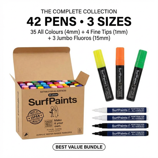 Surfpaints Complete Artist Set – Every Colour & Size in One Box - Artist Grade Weatherproof Formula for All Surfaces