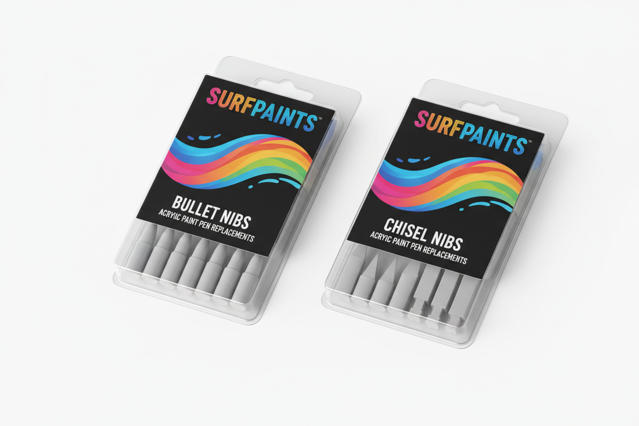 merge nib packets together in one product image using bullet and chisel packet from surfpaints