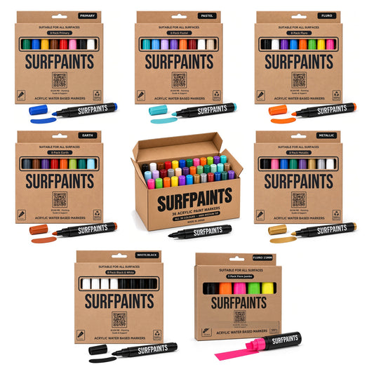 Surfpaints full range bundle: 36-colour box, six 4mm 8-packs and Fluro 15mm 5-pack