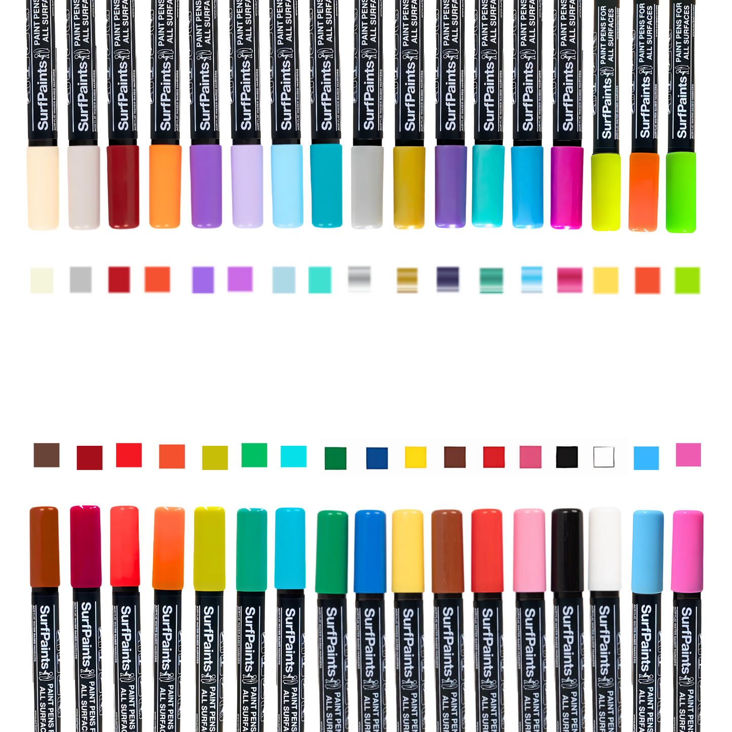 Surfpaints Acrylic Paint Pen Studio Kit - Artist Grade Weatherproof Formula for All Surfaces + Paint Tools & Storage Case