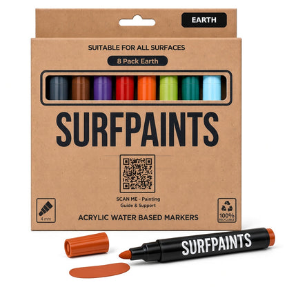 Surfpaints Earth 8-Pack 4mm Japanese Acrylic Paint Markers for All Surfaces