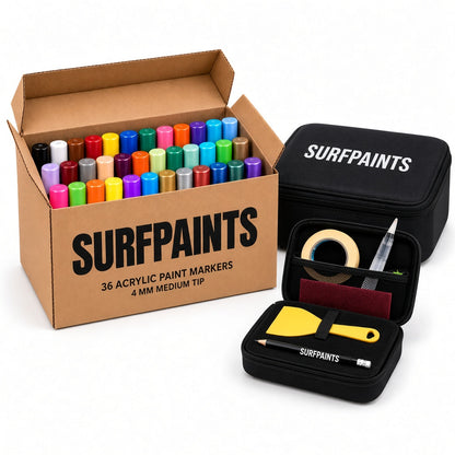 Surfpaints Complete Acrylic Paint Pen Studio Kit – 36 Colours + Case & Accessories