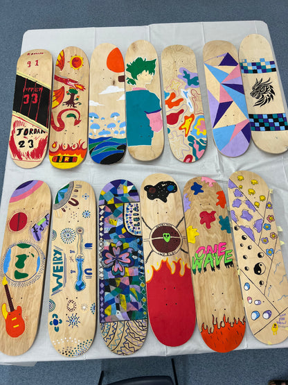 All-in-One Skateboard Art Kit: DIY Surface Prep, Paint & Customise - Includes Primary & Pastel Acrylic Sets