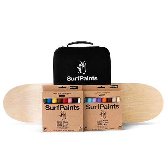 All-in-One Skateboard Art Kit: DIY Surface Prep, Paint & Customise - Includes Primary & Pastel Acrylic Sets