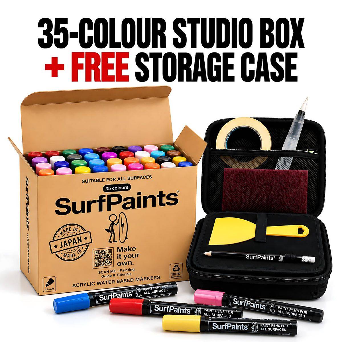 Surfpaints 35-colour set with storage case