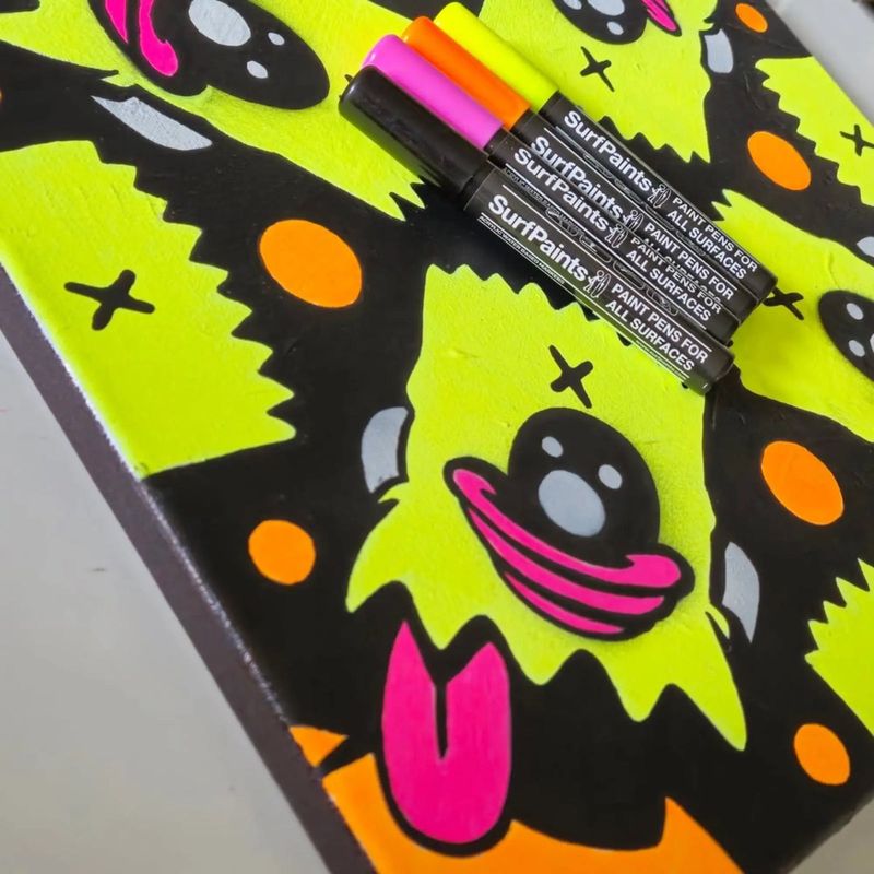 Skate decks painted with Surfpaints